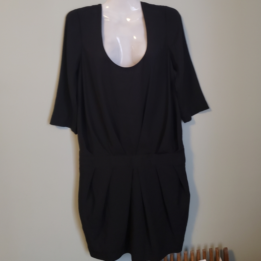 Elizabeth and James Black Drape Mini Dress